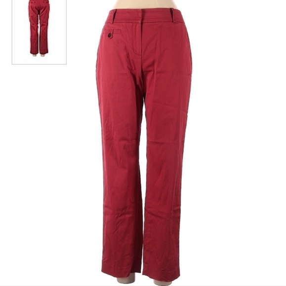 Talbots Red Chino Pants Stretch Women's Size 6 Slit Pockets Career Office EUC - Picture 1 of 6
